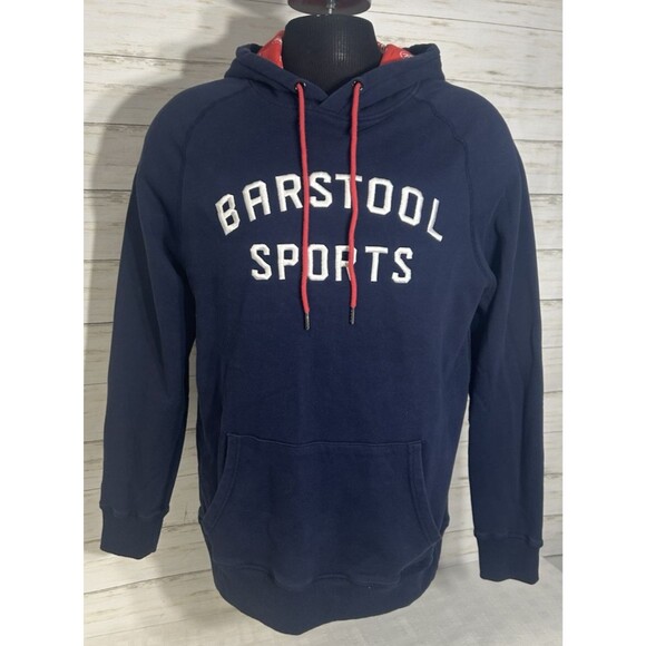 Barstool Sports Brand SPELL OUT EMBROIDERED Hoodie Blue Size Large Sweatshirt